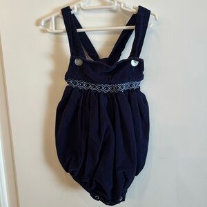 Navy Corduroy Bubble with Smocking